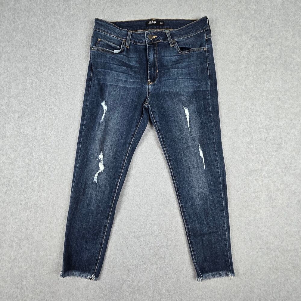 Just Black Jeans Womens Size 31P Distressed Frayed Hem Skinny